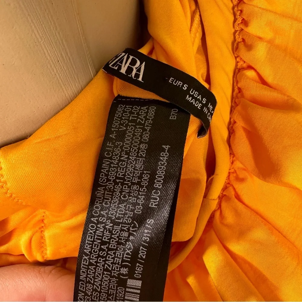Zara yellow ruffle one  sleeve‎ swim one piece